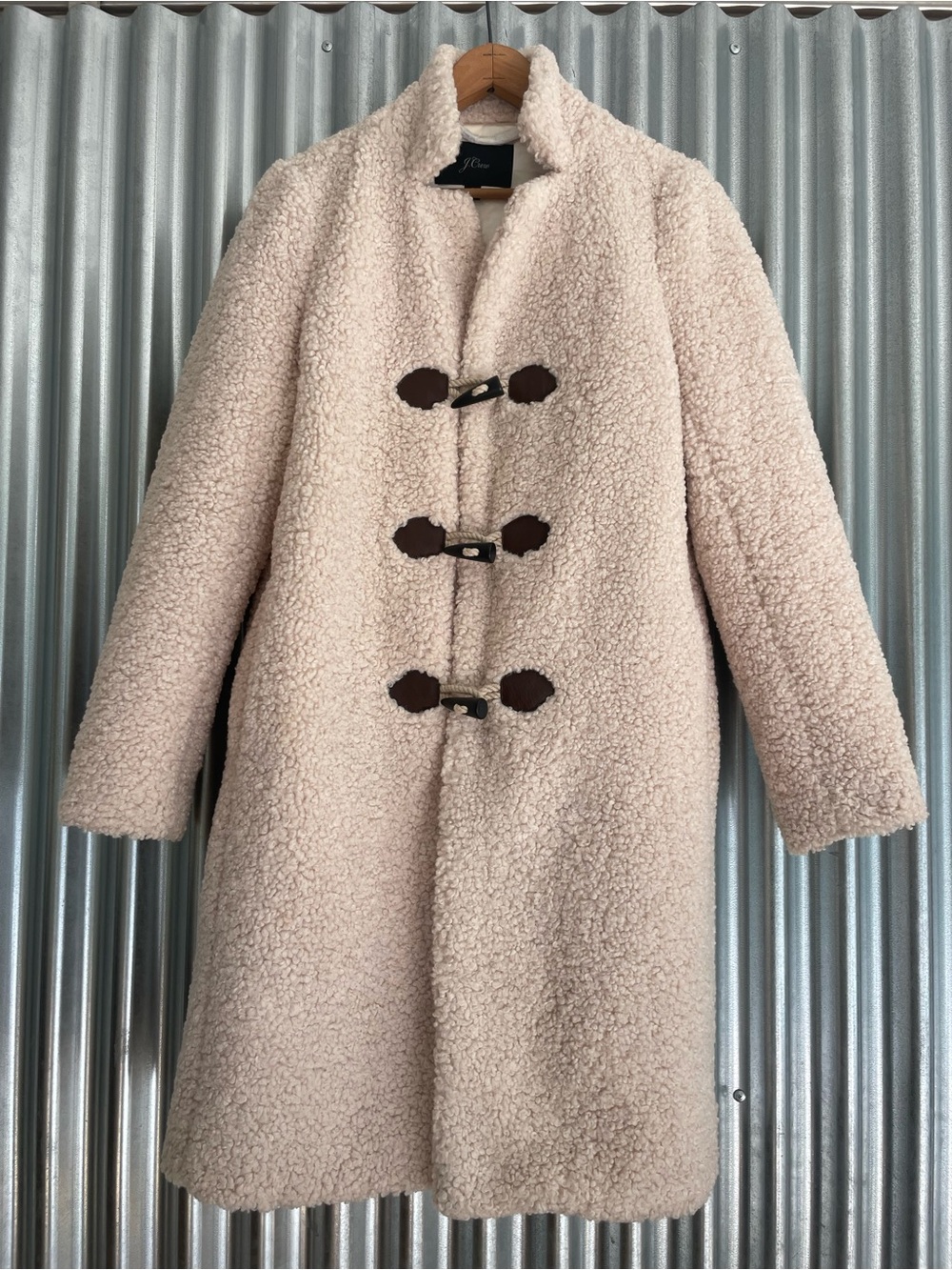 J. Crew Cream Faux Shearling Toggle Coat